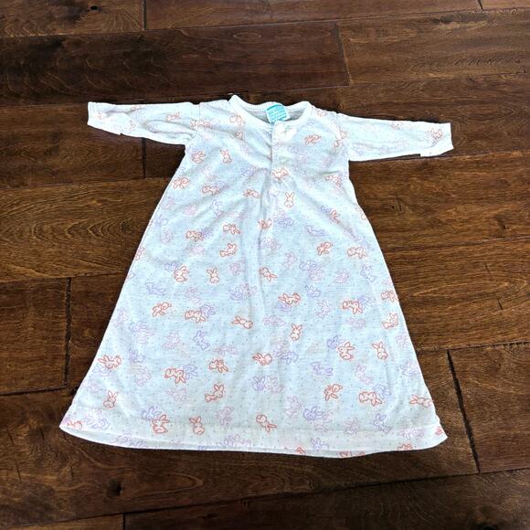 Vintage Jc Penney Girls XS 0-9 Months Night Gown Bunny Rabbit Pajamas - Picture 1 of 5